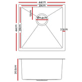 Cefito 44cm x 44cm Stainless Steel Kitchen Sink Under/Top/Flush Mount Silver
